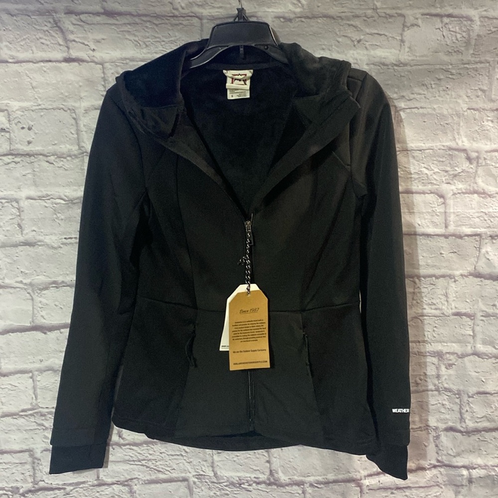 NWT Avalanche Women’s Lined Hooded Black Soft Shell Jacket Size S Fits Like XS
